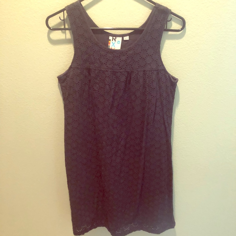 Roxy Gray Eyelet Shift Dress EUC Medium ADORABLE!